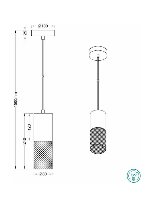 Trio Lighting Tosh Висящо Осветително Тяло Кафяв с Цокъл E27 10x150см.