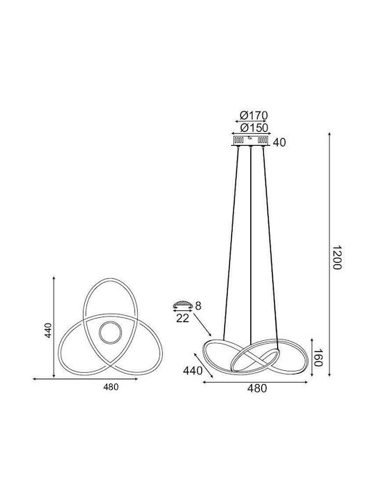 Aca Pendul de iluminat LED Negru