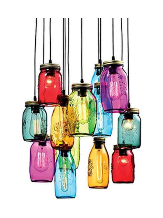 Elmark Jars Pendant Chandelier for 13 Bulbs E27 Multicolour