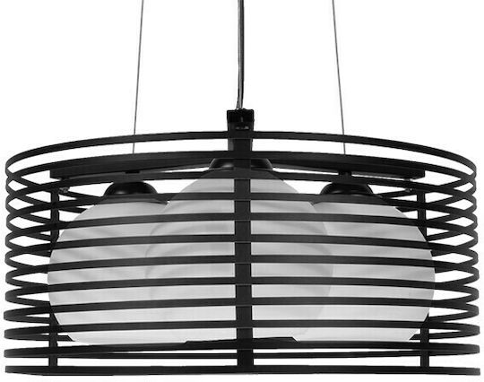 GloboStar Industrial Kevia Black Grid Pendant Ceiling Light with E27 Socket 40x40x17.5cm