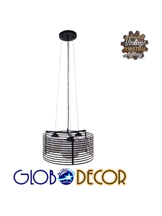 GloboStar Industrial Kevia Deckenleuchte Schwarz Raster mit Lampenbirnensockel E27 40x40x17.5cm