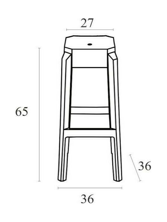 Outdoor Bar Stool from Polypropylene Fox 65 Clear 36x36x65cm