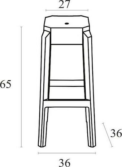 Outdoor Bar Stool from Polypropylene Fox 65 Clear 36x36x65cm