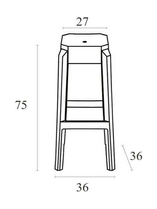 Plastic Stool for Bar Outdoor Fox 75 Clear 1pcs 36x36x75cm