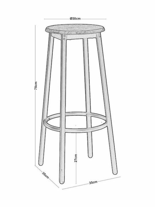 Metallischer Gartenhocker Mayer Antikbraun 4 Stück 30x35x75cm EM9798,1