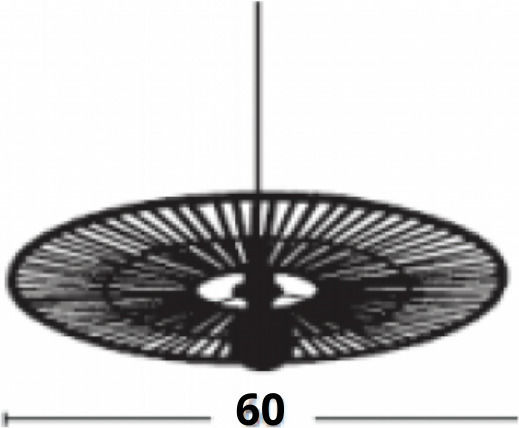 Zambelis Lights Hängelampe Schwarz mit Fassung E27 60cm.