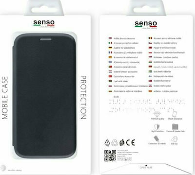 Senso Oval Stand Carte Piele artificială Negru (Galaxy A22 4G - Galaxy A22 4G) SEOVSAMA224GB