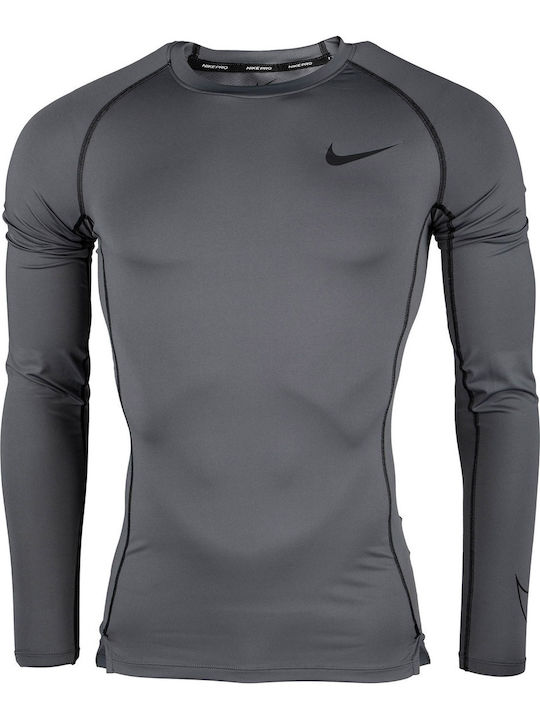 Nike Dri-Fit Αθλητική Μπλούζα Μακρυμάνικη Γκρι