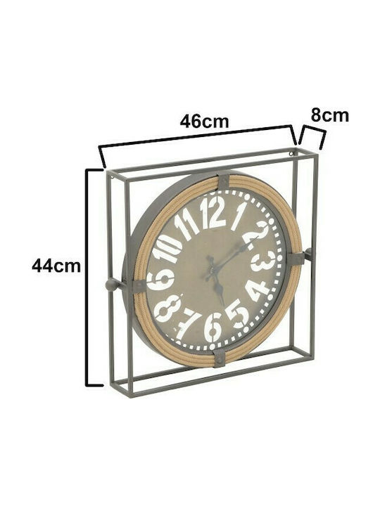 Inart 3D Wall Clock Metallic Beige 49x44cm