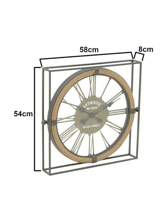 Inart Ceas de Perete Antic Metalic Gri 58x54cm