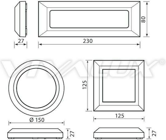 Vivalux Wall-Mounted Outdoor Ceiling Light LED IP65 4.5W