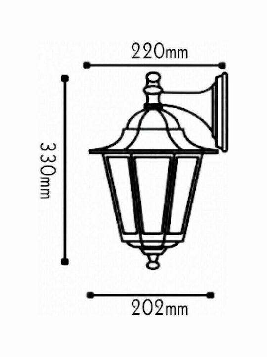 Aca Wall-Mounted Outdoor Lantern E27 IP44 21.6x30.5εκ.