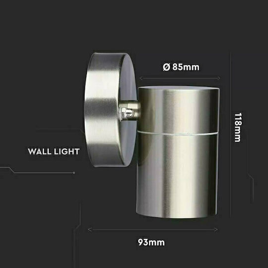 V-TAC Wall-Mounted Outdoor Spot Light GU10 IP44 9.3x8.5x11.8εκ.