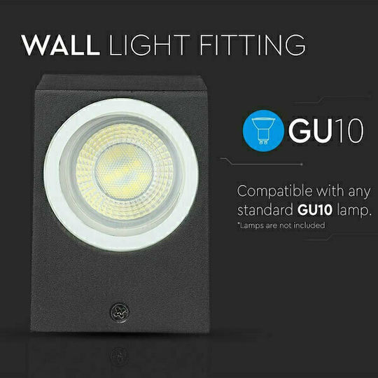 V-TAC Spot de exterior montat pe perete GU10 IP44 9.2x6.8x8εκ.