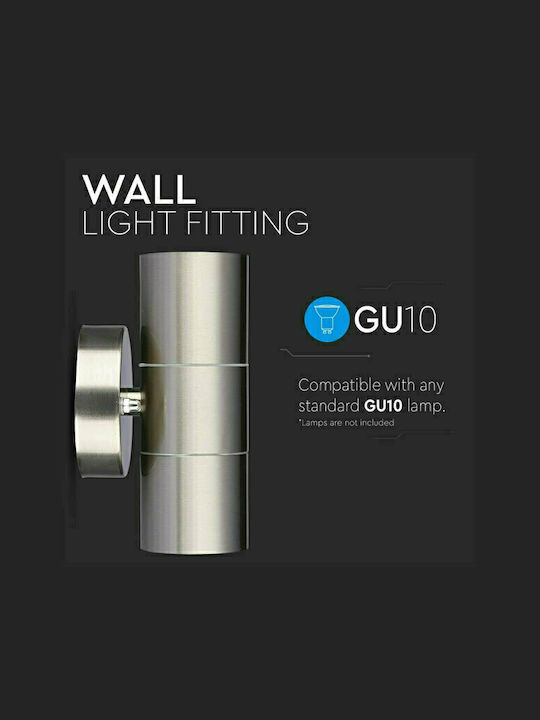 V-TAC Wall-Mounted Outdoor Spot Light GU10 IP44 Double Beam 6x9x16.3εκ.