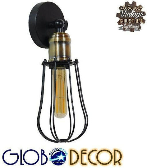 GloboStar Industrial Wall Lamp with E27 Socket Black 12x32cm