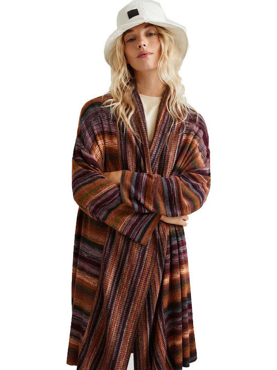 Desigual Long Women's Knitted Cardigan Brown