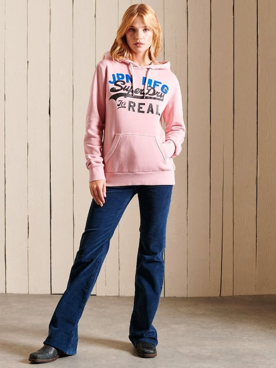 Vintage Logo Ac Lang Damen Sweatshirt Kapuzen Rosa