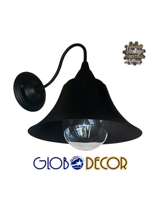 GloboStar Industrial Wall Lamp with E27 Socket Black 30x30cm