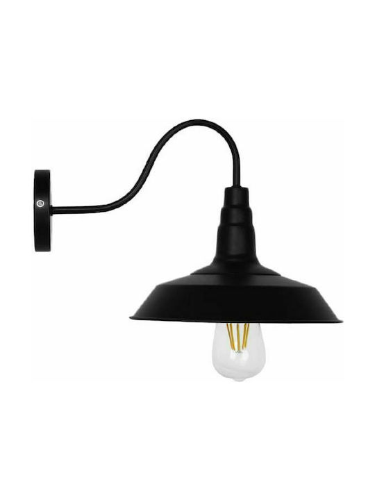 GloboStar Industrial Industrial Wall Lamp with E27 Lamp Bulb Base Black 26x32cm