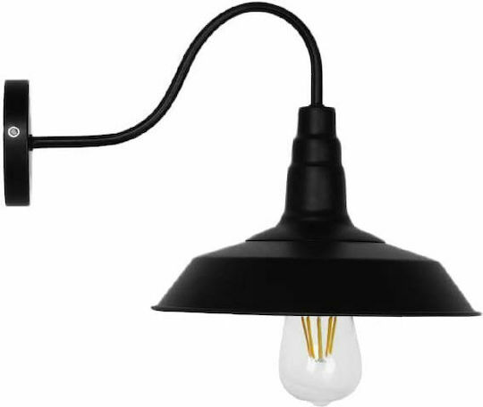 GloboStar Industrial Industrial Wall Lamp with E27 Lamp Bulb Base Black 26x32cm