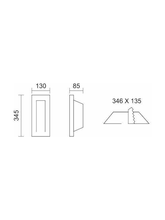 Spot Light Rectangle Plaster Recessed Spot with Socket GU10 White 13x34.5cm.