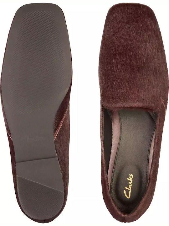Pure Slip Leather Women's Loafers in Burgundy Color