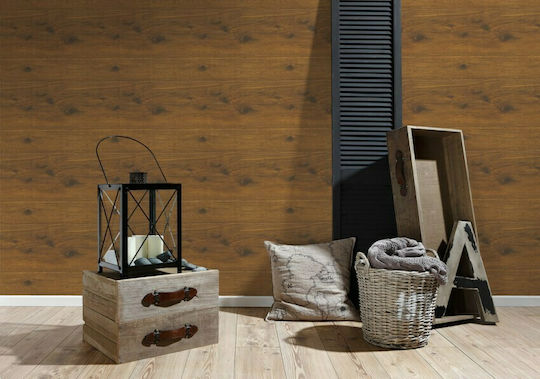 Ταπετσαρία Τοίχου Wood Stone Βινυλίου Μπεζ 1000x53cm Πλενόμενη