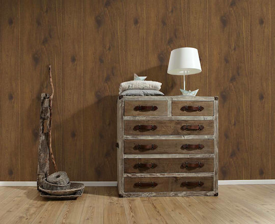 Ταπετσαρία Τοίχου Wood Stone Βινυλίου Μπεζ 1000x53cm Πλενόμενη