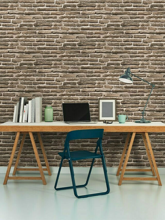 Wallpaper Wood Stone Vinyl Beige L1000xW53cm Washable