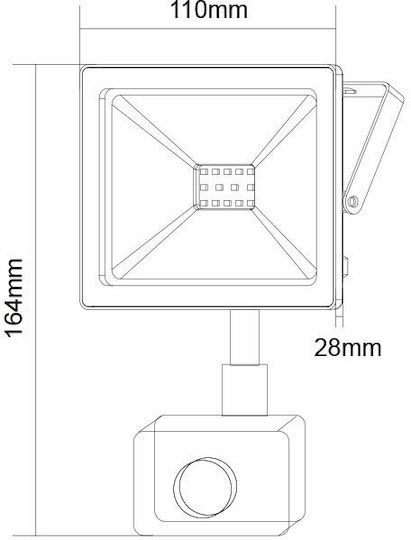 Aca Waterproof LED Floodlight 20W Cold White 6000K with Motion Sensor and Photocell IP66