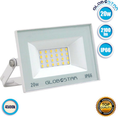 GloboStar Osiris Impermeabil Proiector LED 20W Alb Natural IP66