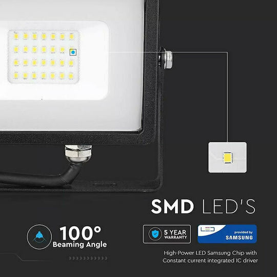 V-TAC Waterproof LED Floodlight 20W Natural White 4000K IP65