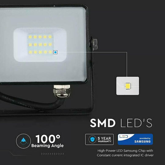 V-TAC Στεγανός Προβολέας LED 10W Ψυχρό Λευκό 6400K IP65