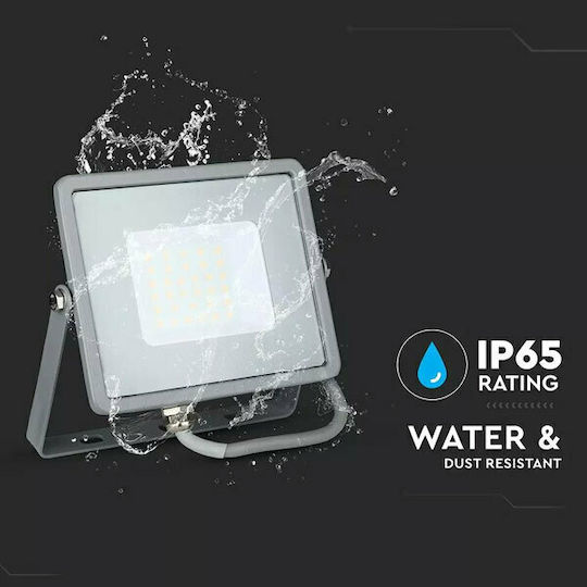 V-TAC Αδιάβροχος LED Προβολέας 30W Топло бяло 3000К IP65