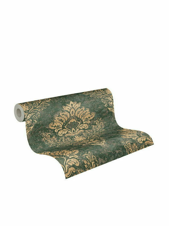 Wallpaper Baroque Vinyl Green L1005xW53cm Washable