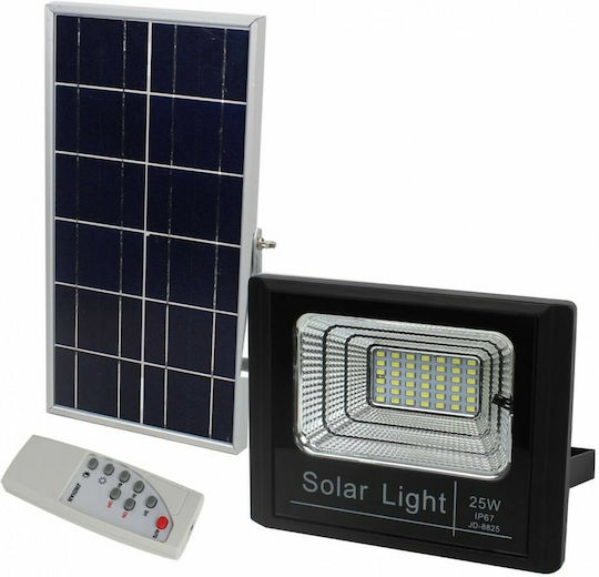 Waterproof Solar LED Flood Light 25W Cold White 6500K with Photocell and Remote Control IP66