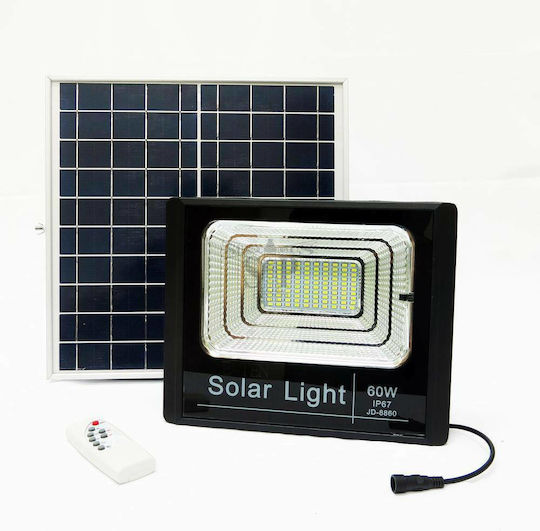 Waterproof Solar LED Floodlight 60W Cold White 6000K with Remote Control IP67