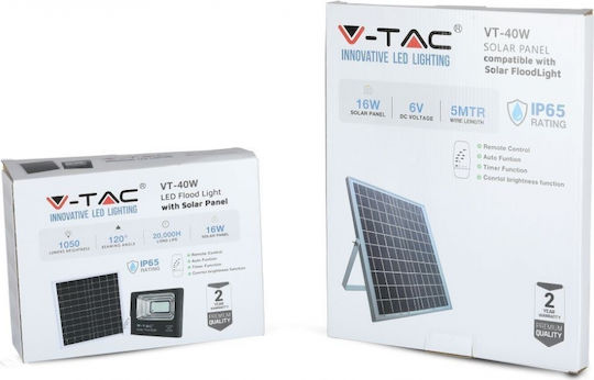 V-TAC Waterproof Solar LED Floodlight 16W Natural White 4000K with Remote Control IP65