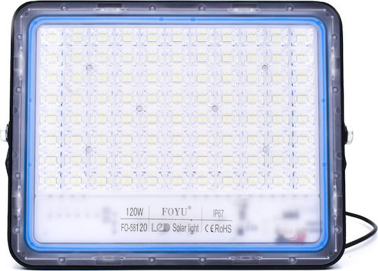 Foyu Wasserdicht Solar LED Flutlicht 120W Kaltweiß 6500K mit Fernbedienung IP67