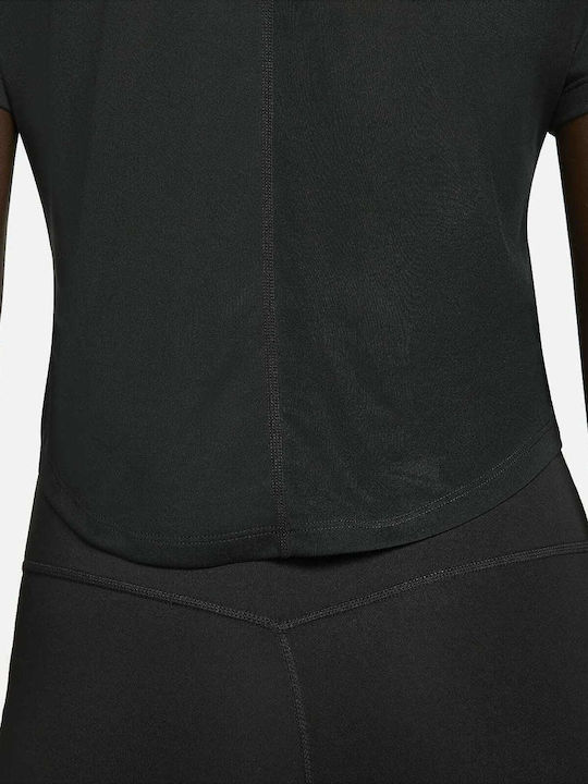 One Γυναικείο Crop Top Κοντομάνικο Μαύρο