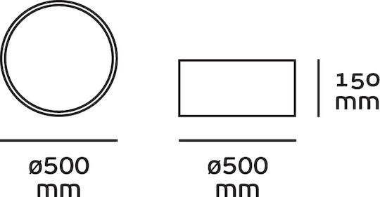 VK Lighting Πλαφονιέρα Οροφής 50εκ. Μαύρη με Ντουί E27