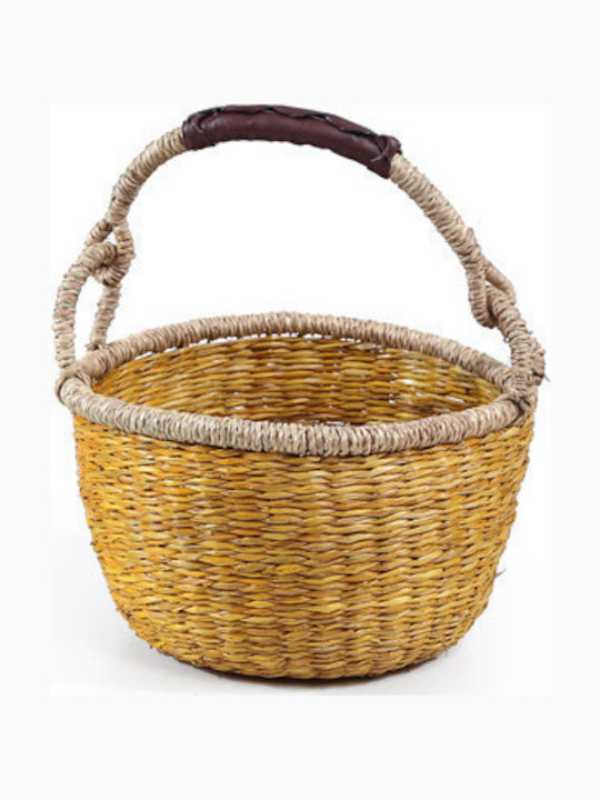Soulworks Terra Decorative Basket Wicker with Handles Yellow 20x20x14cm