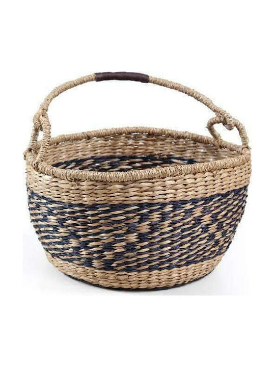 Wicker Decorative Basket Herbal Μαύρο-Φυσικό 30x30x18εκ. Soulworks