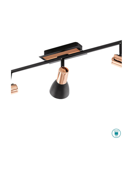 Eglo Barnham Triple Spot with Socket GU10 in Black Color