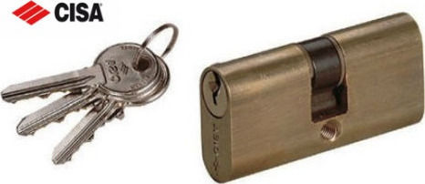 Cisa Lock Cylinder Security 56mm (28-28) with 3 Keys Gold