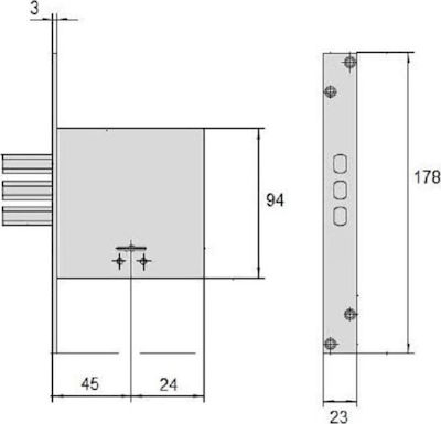 Cisa Recessed Lock Safe deposit box with Cylinder and Center 45mm Silver