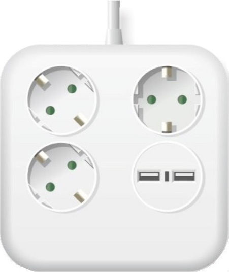 Spot Light Bandă de alimentare 3 Prize cu 2 USB-A și Cablu 1.4m
