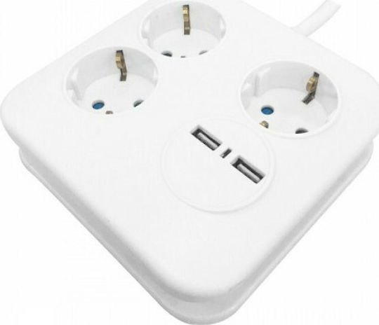 Spot Light Bandă de alimentare 3 Prize cu 2 USB-A și Cablu 1.4m