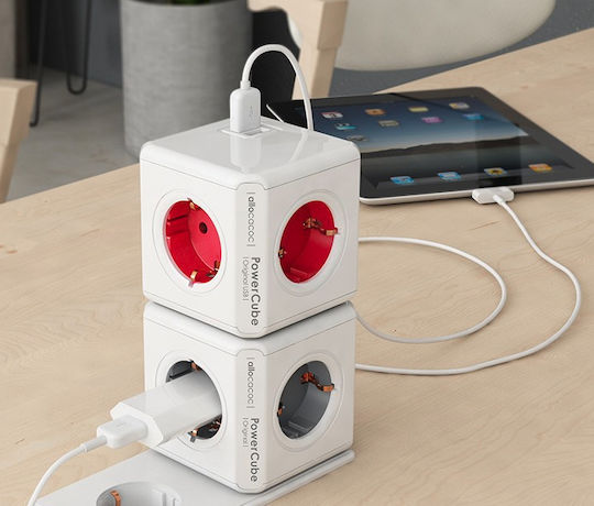 Allocacoc Original PowerCube 4 Positions with 2 USB-A Gray